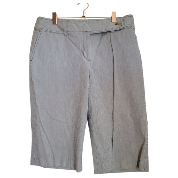 Ann Taylor Shorts Size 10 Signature Fit Just Below Waist Bermuda Gray Stripe - Picture 1 of 6